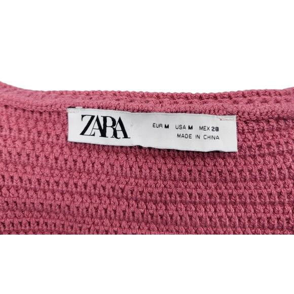 Zara Pink Knit Crop Top, Square Neck, Sleeveless, Size M, Trendy Summer Style - Picture 5 of 6